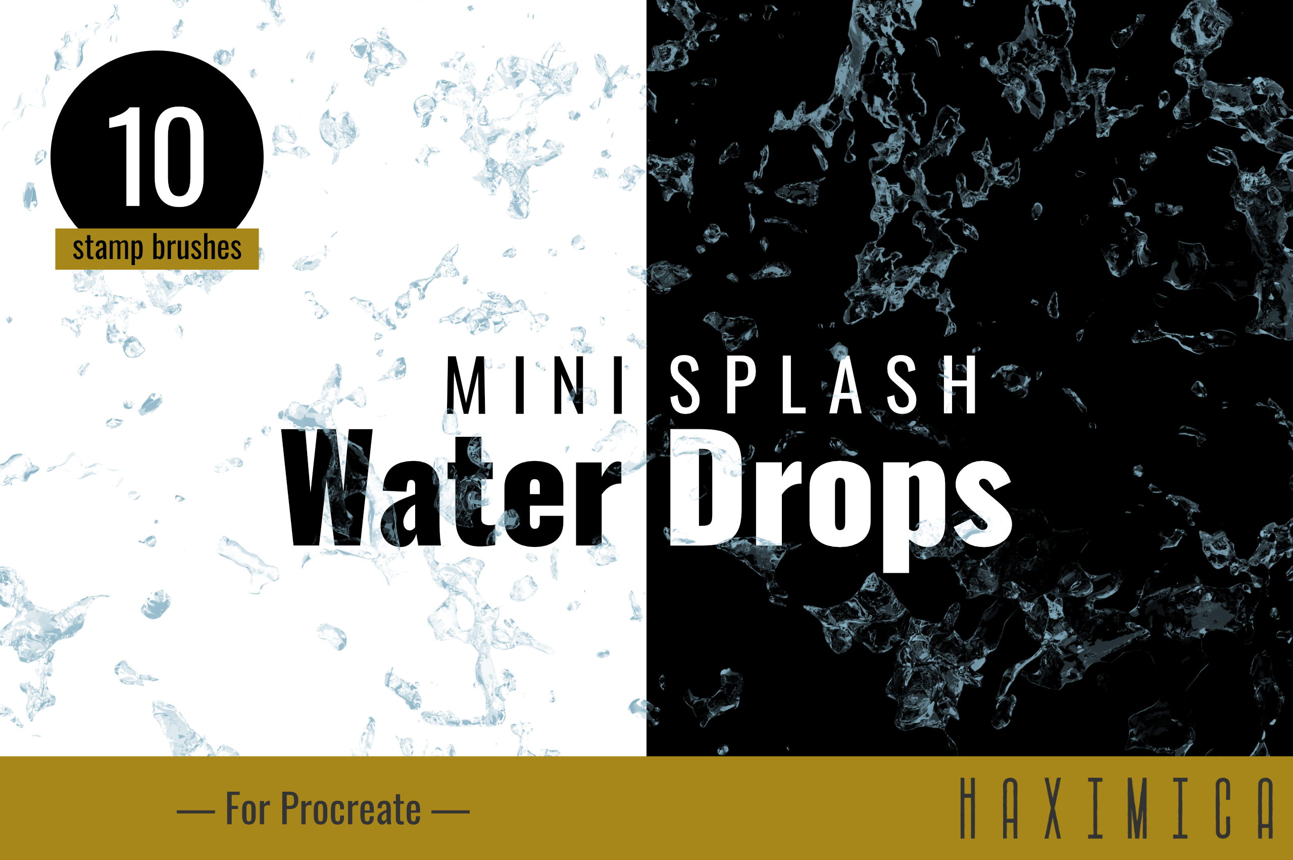 Mini Splash Water Drops, 10 Procreate brushes.